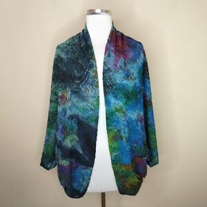 Niche Nilgun Derman Tie Dye Cardigan Top Open Front Colorful Stretch